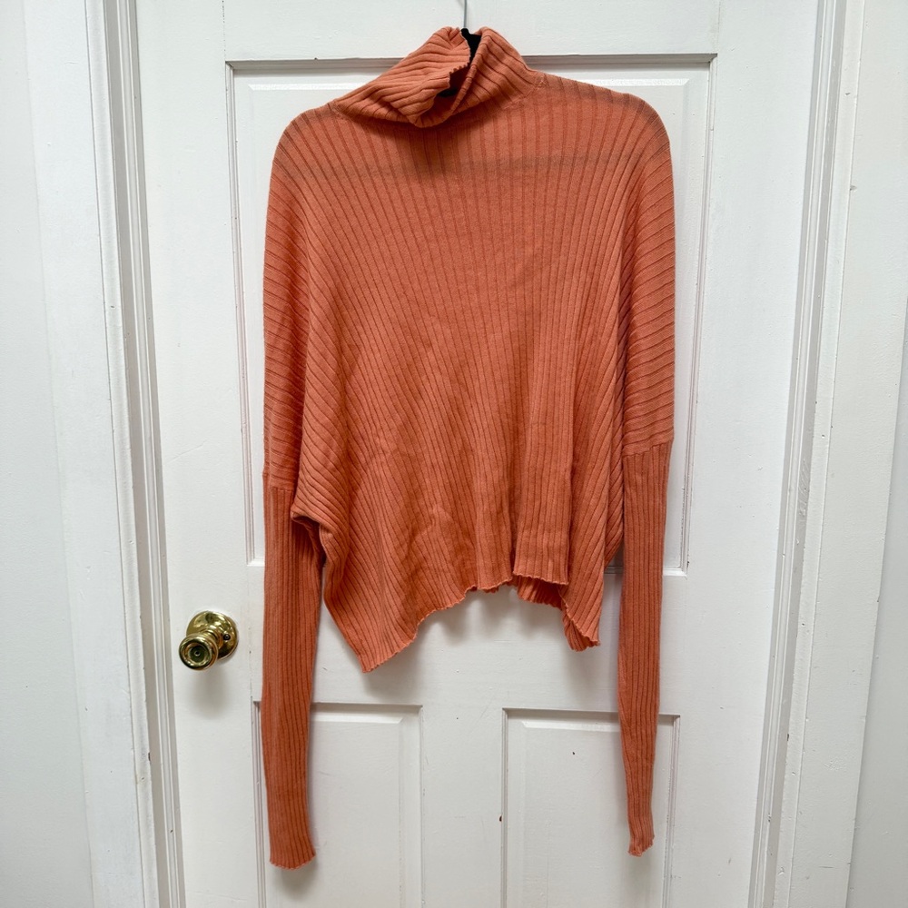 Sally LaPointe Orange Cowl Turtleneck